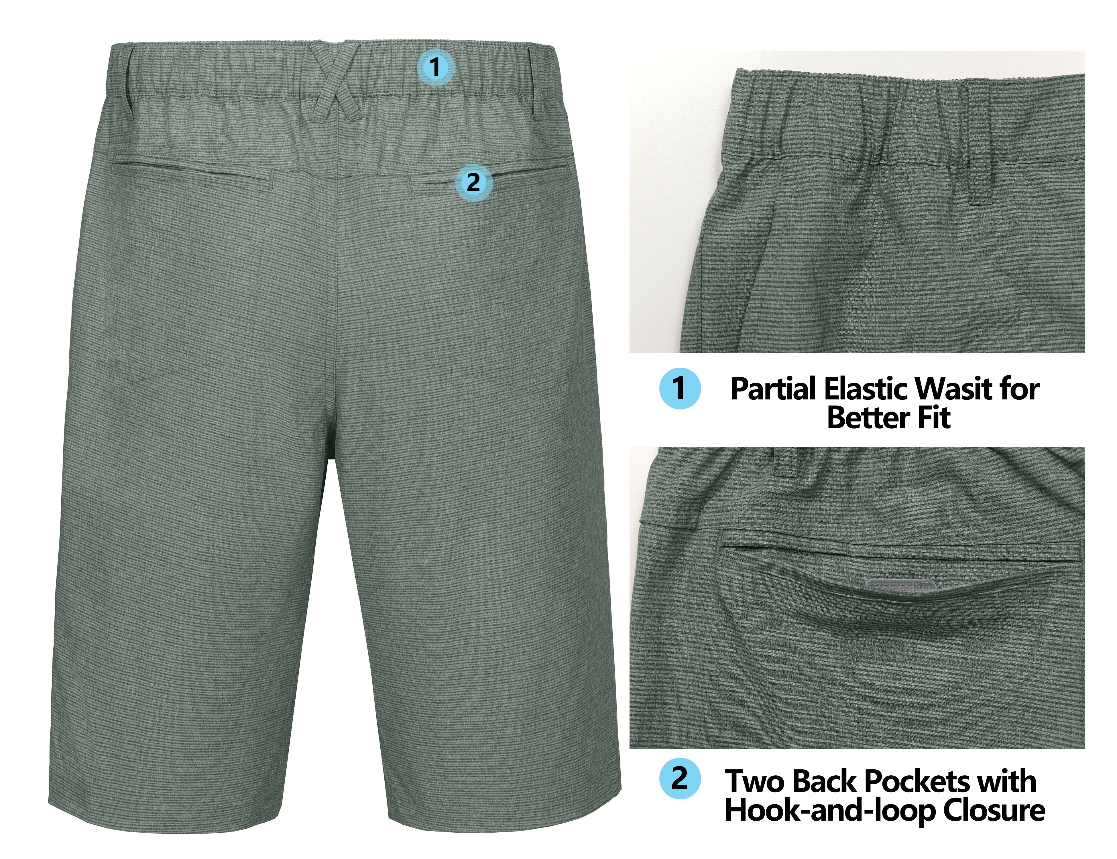 Men's 12 Inch Inseam Bermuda Golf Shorts YZF US-DK